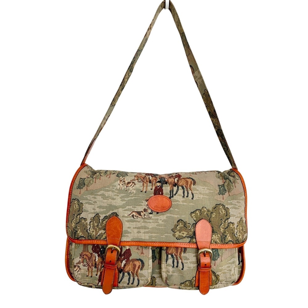 Dinoffer Embroidered‎ Crossbody Bag / Vintage 80s Equestrian Heirloom RARE FIND